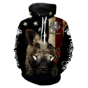 Boar hunting camo American flag patriotic Customize Name 3D All Over Printed Shirts NQS1436