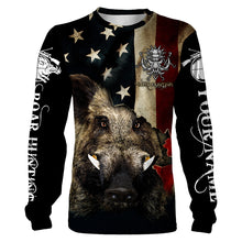 Load image into Gallery viewer, Boar hunting camo American flag patriotic Customize Name 3D All Over Printed Shirts NQS1436