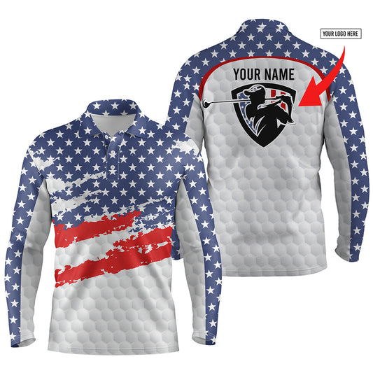 American flag men golf polo shirts custom name and logo, personalized team golf Polo shirt NQS3759