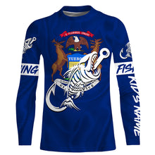 Load image into Gallery viewer, MI Fishing Custom Michigan Flag Fish hook skull Custom sun protection fishing shirts for men, women NQS3321