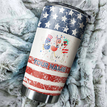 Load image into Gallery viewer, American flag flamingo tumbler Custom name Stainless Steel Tumbler Cup - personalized golf gifts NQS6398