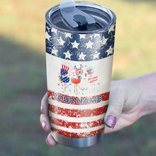 Load image into Gallery viewer, American flag flamingo tumbler Custom name Stainless Steel Tumbler Cup - personalized golf gifts NQS6398