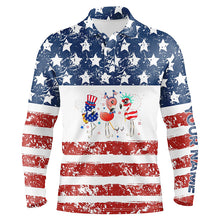 Load image into Gallery viewer, Funny American flag Flamingo mens golf polo shirts custom mens patriotic polo shirts, golfing gifts NQS6399