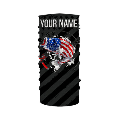 Largemouth Bass fishing American flag performance UV protection custom name long Sleeve fishing shirts NQS3619
