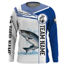 Load image into Gallery viewer, Chinook salmon fishing Customize name and team name tournament long sleeves fishing shirts| Blue NQS2658