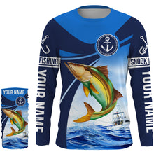 Load image into Gallery viewer, Snook fishing blue sea underwater ocean Custom Name performance long sleeve fishing shirt NQS3781