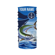 Load image into Gallery viewer, Tarpon fishing blue sea underwater ocean Custom Name performance long sleeve fishing shirt NQS3782