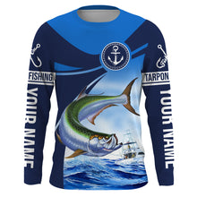 Load image into Gallery viewer, Tarpon fishing blue sea underwater ocean Custom Name performance long sleeve fishing shirt NQS3782