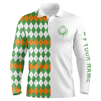 Golf polo shirts for Men custom St Patricks day Argyle plaid pattern golf shirts, gift for golf lovers NQS4760