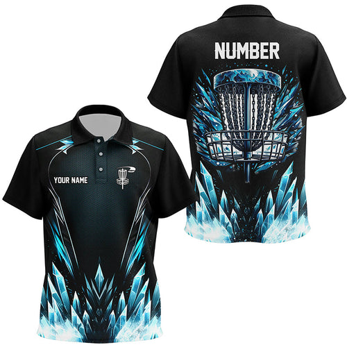 Blue camo Kid Disc golf polo shirts custom black disc golf basket jerseys, disc golf shirts NQS7323