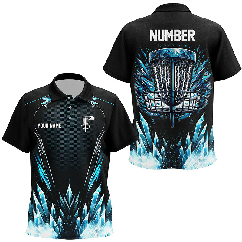 Blue camo Kid Disc golf polo shirts custom black disc golf basket jerseys, disc golf shirts NQS7323