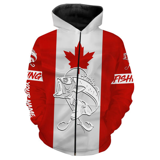 Bass Fishing 3D Canadian Flag Customize name All over print shirts NQS490