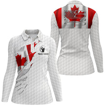 Load image into Gallery viewer, Womens golf polo shirt custom Canadian flag white golf ball skin patriotic golf shirt for womens NQS6669