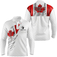 Load image into Gallery viewer, Mens golf polo shirt custom Canadian flag white golf ball skin patriotic golf shirt for mens NQS6669