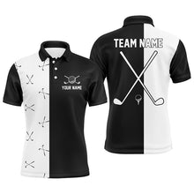 Load image into Gallery viewer, Black and white Mens golf polo shirt custom golf clubs golf shirt for mens, team mens golf clothes NQS6680