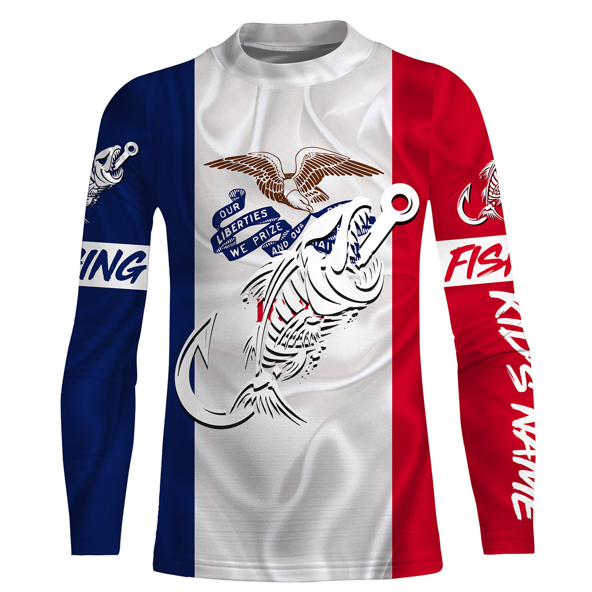 IA Fishing Custom Iowa Flag Fish hook skull Custom sun protection fishing shirts for men, women NQS3348