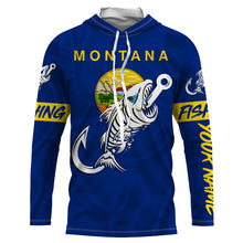 Load image into Gallery viewer, MT Fishing Custom Montana Flag Fish hook skull Custom sun protection fishing shirts for men, women NQS3351