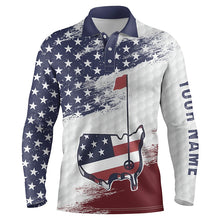 Load image into Gallery viewer, American flag golf shirts custom name Men golf polos shirts, patriot golf gifts for golf lovers NQS4609