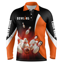 Load image into Gallery viewer, Custom bowling shirts retro black orange Bowling polo shirts for men, Bowling team jersey NQS5054