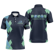 Load image into Gallery viewer, Mens golf polos shirts custom blue argyle plaid golf shirts mens diversified portfolio golf clubs NQS6466