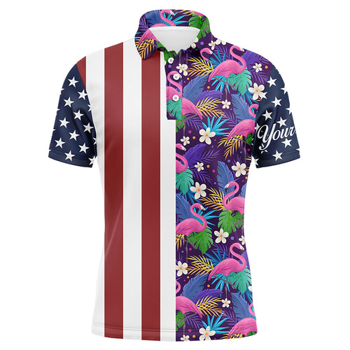 Mens golf polo shirts American flag patriotic custom floral flamingo pattern golf shirts for men NQS5066