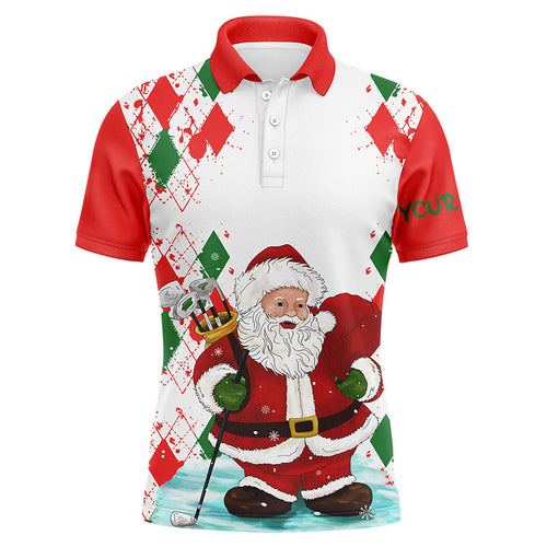 Mens golf polo shirts Santa golfer custom name Christmas Santa golf, Christmas gifts for golf lovers NQS4436