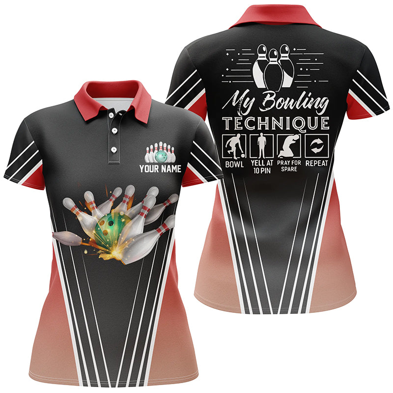 Custom bowling shirt for women – personalized team jersey front view