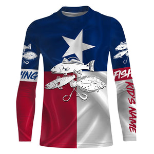 Redfish trout flounder Tattoo Texas Slam fishing Texas Flag 3D All Over print shirts saltwater personalized fishing apparel for Adult and kid NQS391