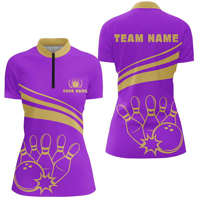 Custom bowling shirt for women – personalized team jersey front view
