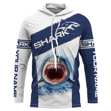 Load image into Gallery viewer, Shark Fishing blue Custom long sleeve performance fishing jerseys shirts, deep-sea fishing for shark NQS3369