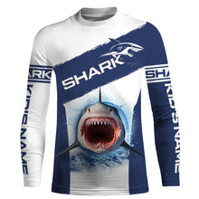 Load image into Gallery viewer, Shark Fishing blue Custom long sleeve performance fishing jerseys shirts, deep-sea fishing for shark NQS3369