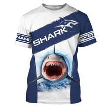 Load image into Gallery viewer, Shark Fishing blue Custom long sleeve performance fishing jerseys shirts, deep-sea fishing for shark NQS3369