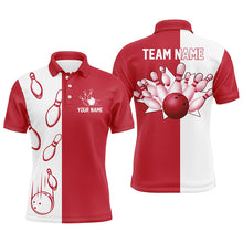 Load image into Gallery viewer, Red and white retro vintage Bowling polo shirts for men custom Bowling team jerseys NQS6482