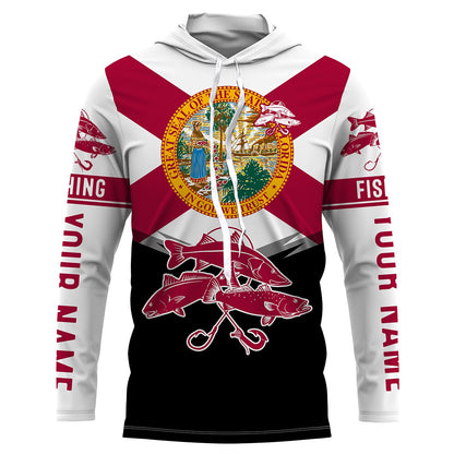 Inshore slam Florida flag Redfish, snook, trout Custome Name Fishing Jerseys Performance UV Protection UPF 30+ fishing Shirts - NQS2432
