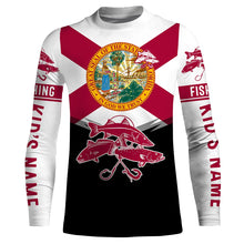 Load image into Gallery viewer, Inshore slam Florida flag Redfish, snook, trout Custome Name Fishing Jerseys Performance UV Protection UPF 30+ fishing Shirts - NQS2432