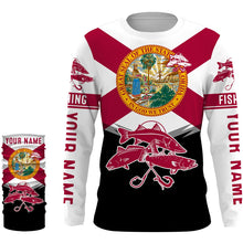 Load image into Gallery viewer, Inshore slam Florida flag Redfish, snook, trout Custome Name Fishing Jerseys Performance UV Protection UPF 30+ fishing Shirts - NQS2432