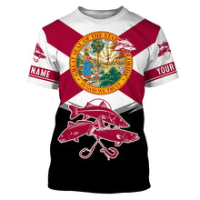 Load image into Gallery viewer, Inshore slam Florida flag Redfish, snook, trout Custome Name Fishing Jerseys Performance UV Protection UPF 30+ fishing Shirts - NQS2432