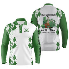 Load image into Gallery viewer, Men golf polo shirts never underestimate an old man with a golf club custom golf shirts for men| Green NQS4828