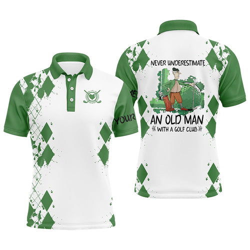 Men golf polo shirts never underestimate an old man with a golf club custom golf shirts for men| Green NQS4828