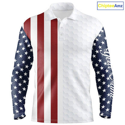 Mens golf polo shirts American flag patriotic custom white golf ball pattern mens golf polos NQS6490