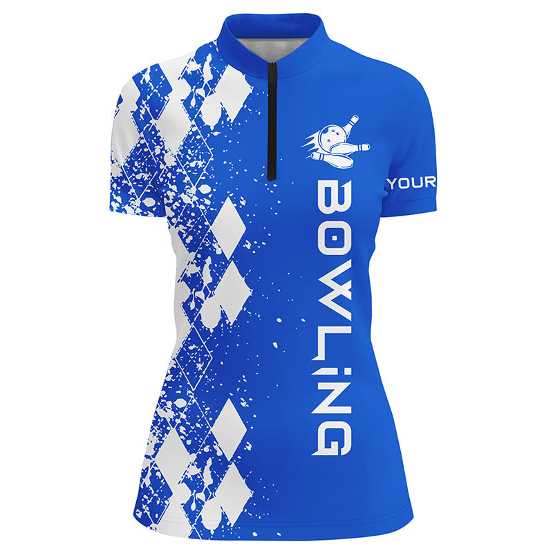 Custom bowling shirt for women – personalized team jersey front view