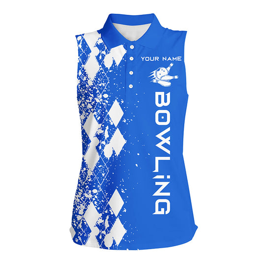 Custom sleeveless bowling shirt for women – personalized team jersey front view