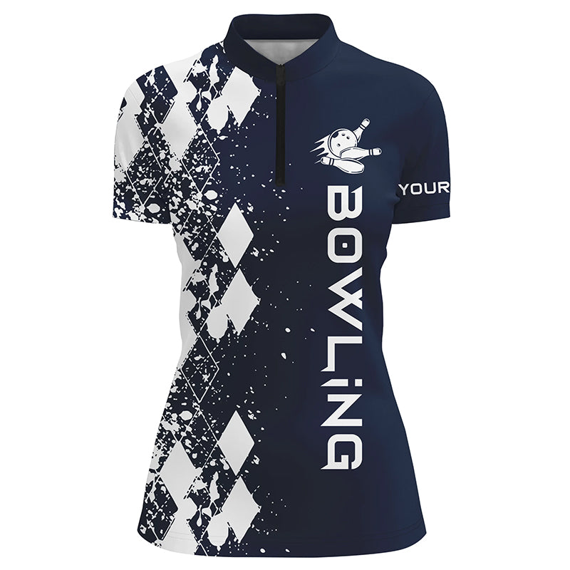 Custom bowling shirt for women – personalized team jersey front view