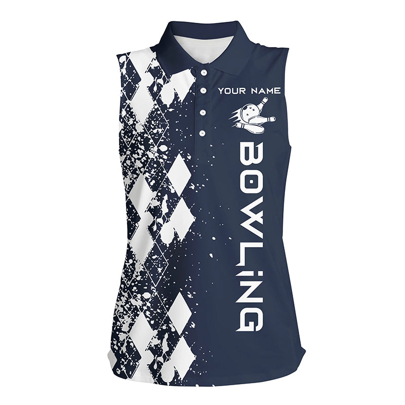 Custom sleeveless bowling shirt for women – personalized team jersey front view