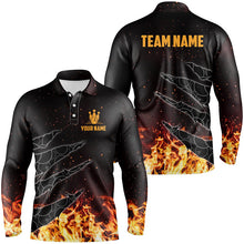 Load image into Gallery viewer, Bowling polo shirts for men custom flame camo bowling team jerseys, gifts for bowlers NQS6954