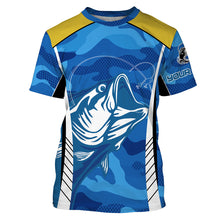 Load image into Gallery viewer, Bass Fishing tattoo blue UV protection  customize name long sleeves fishing shirts NQS2328