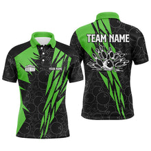 Load image into Gallery viewer, Black bowling camo Mens polo bowling shirt Custom bowling strike team league jerseys | Green NQS6772