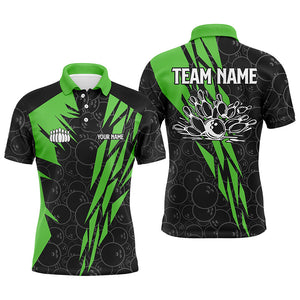 Black bowling camo Mens polo bowling shirt Custom bowling strike team league jerseys | Green NQS6772