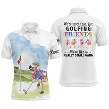 Load image into Gallery viewer, Funny Flamingo Mens golf polo shirts custom name we&#39;re more than just golfing friends NQS4265