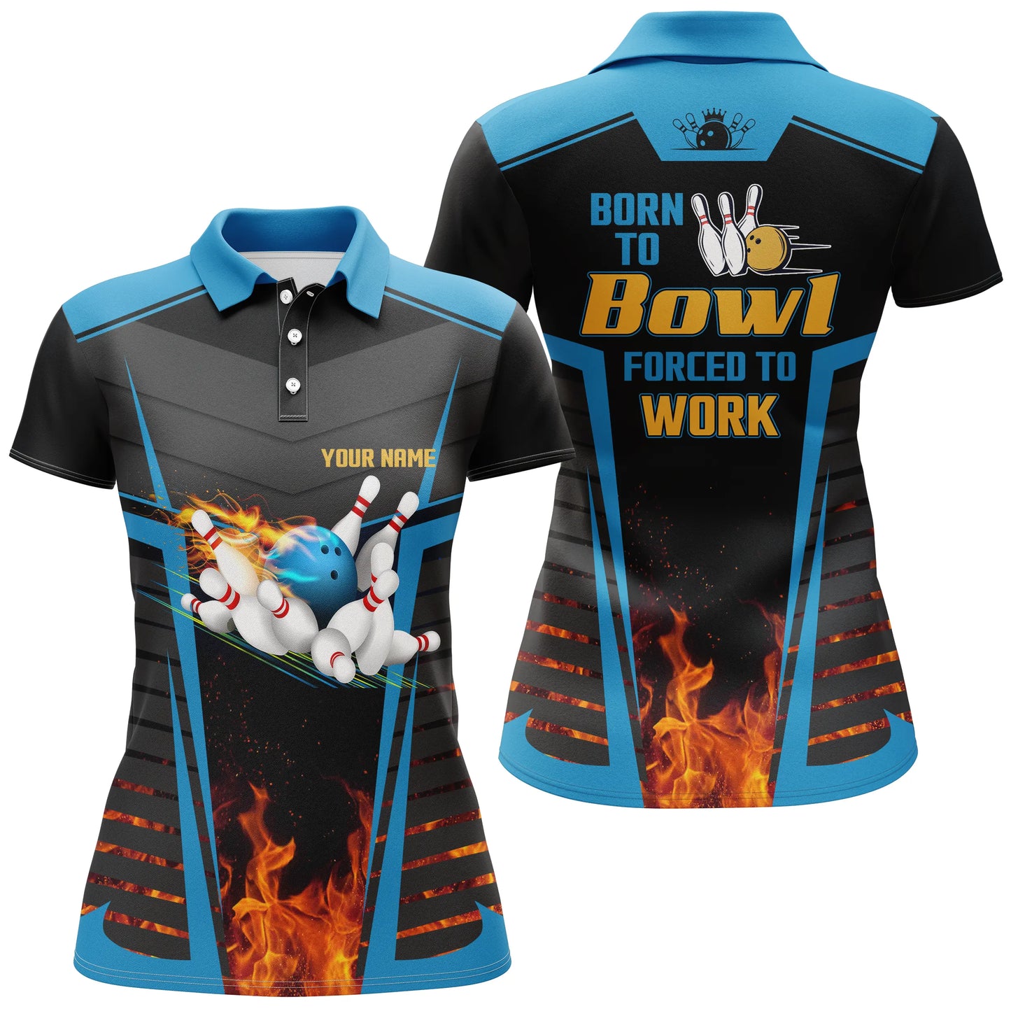 Custom bowling shirt for women – personalized team jersey front view